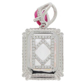 Sterling Silver Semi Mount Pendant Setting Emerald OCT 18x14 8x6mm White Top - Syzjewelry